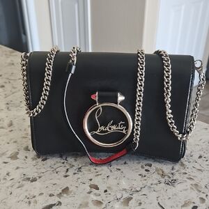 Christian Louboutin Black Crossbody/Shoulder Bag with Silver Chain Strap